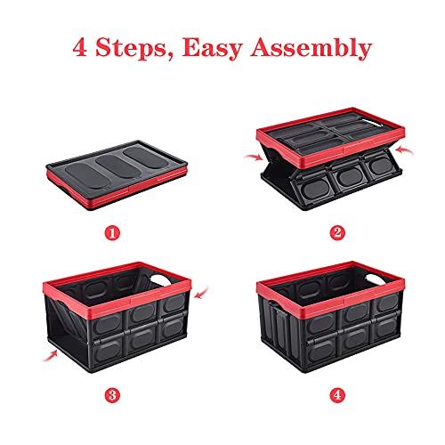 Guozi 30 Liter Collapsible Storage Bin With Lid, Durable Plastic Folding Storage Crate, Stackable Storage Box Organizer Container For Keepsake Toy Photos Office Nursery Wardrobe Bookshelf Etc. #TOP5