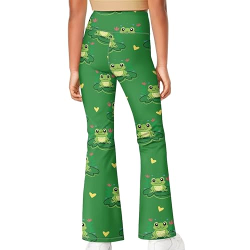 AmzPrint Wide Leg Bell Bottoms for Girls Yoga Flare Wide Leg Tummy Control Stretchy Pants Size 5-63