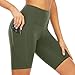 Produktbild scicent Damen Sport Leggins Shorts Hohe Taille Tights 3/4 Yogahose Blickdichte Kurz Laufhos Fitness Hosen Jogginghose mit Taschen Short Grün XXL 44 46