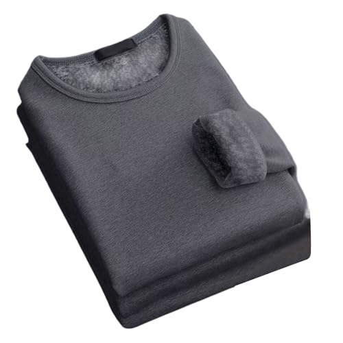 Generico Invierno para hombre, capa base térmica para hombre - Capa base para el frío | Capa para ropa de invierno resistente al frío, camisas térmicas engrosadas a capas para padre, gris oscuro, XXL