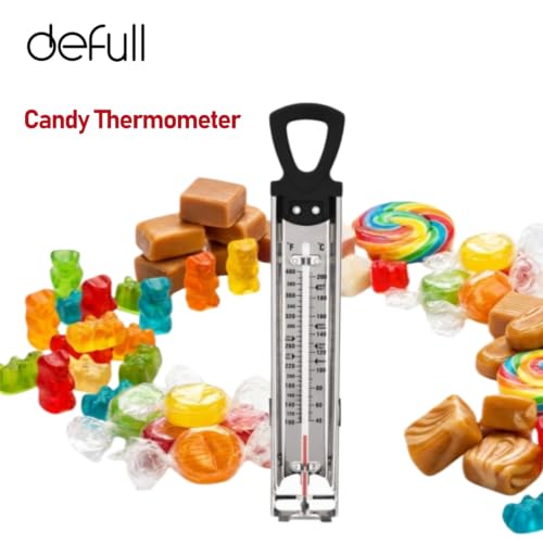 Deep Fry & Candy Thermometer – Stainless Steel, Waterproof with Adjustable Clip & Cool-Touch Handle, 100–400°F / 40–200°C, for Frying, Jam, Syrup, Baking & Sugar Cooking