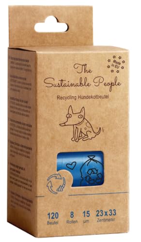The Sustainable People TSP Sacchetti riciclabili per deiezioni canine - certificati Blue Angel - grandi, a prova di perdite - Made in EU - 120 pezzi - min. 80% di riciclato post-consumo (PE)