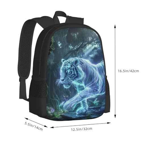 17 Inch Backpack for Ferocious Tiger Family Nature Lightweight Adjustable Animal Backpacks with Mesh Side Pockets for Travel Outdoor Sports3