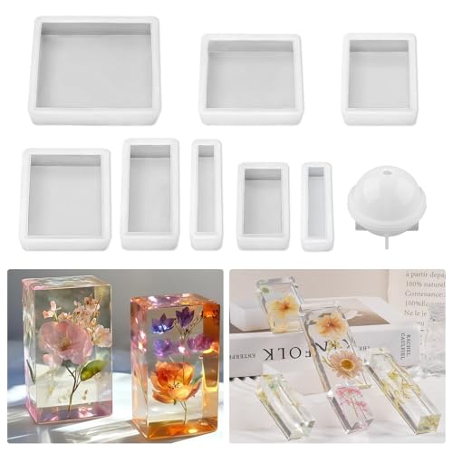 WIKIMO 9 Stück Quadratische Silikonformen gießformen, DIY Epoxidharz...