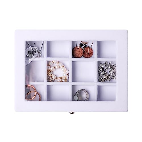 Frebeauty Organiseur bijoux 12 compartiments, couvercle transparent, velour – vue 5