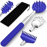 Telescoping Back Scratcher with 3Pcs Detachable Scratching Heads,Tukuos Back Scratcher Extendable Backcratchers for Men/Women,Bear Claw/Rake Scratcher for Aggressive/Moderate Scratching