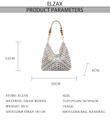 Bolso Hobo de Paja Verano para Mujer OANEXX miniatura 5