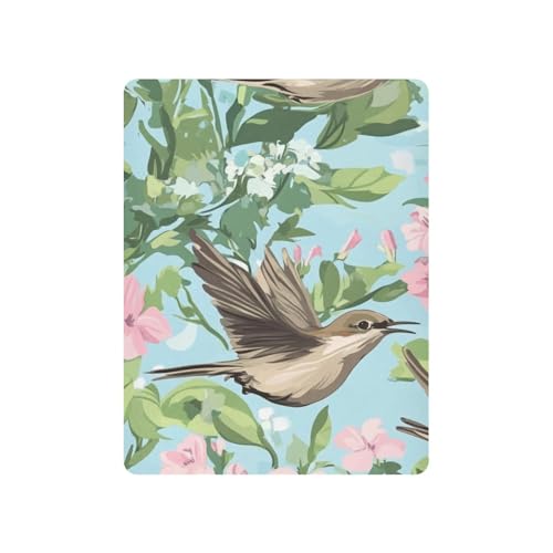 Image of Crib Sheet Breathable Soft Crib Mattress Sheet for Baby Toddler Boys Girls Fitted Crib Sheet Fit Standard Crib Mattress 39 x 27 Inch Blue Mockingbird and Pink Flowers