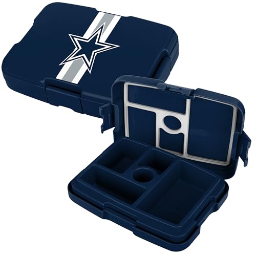 FOCO NFL Unisex-Adult Officially Licensed Team Color Stripe Primary Logo Football Leak Proof 5 Compartment Bento Lunch Box - Dallas Cowboys