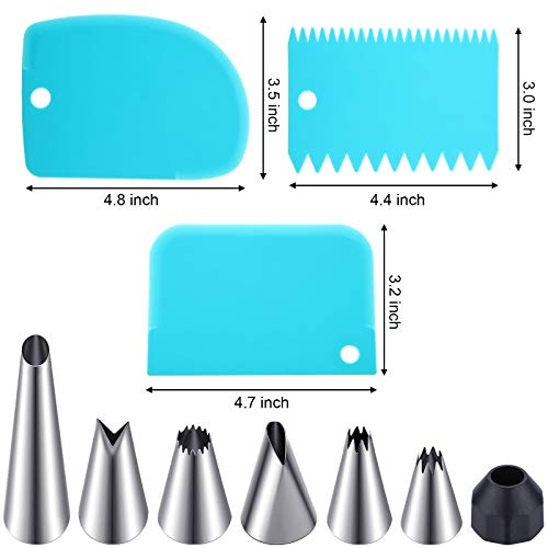 Dessert Decorating Syringe Set, Cupcake Frosting Filling Injector With 7 Icing Nozzles And 3 Cream Scrapers Dessert Cream Piping Syringe Nozzles Kits For Cake (Black, Blue,Main Stainless Steel) #TOP6