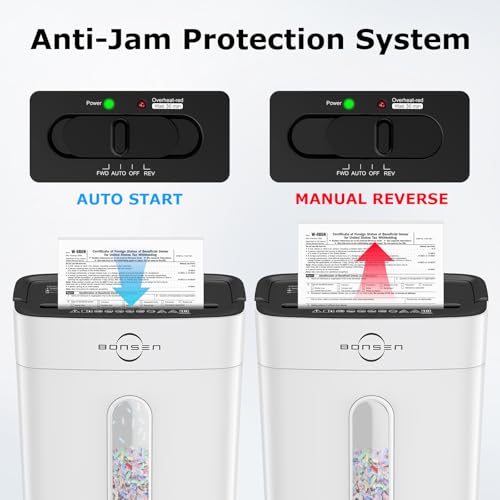 Image of Bonsen 10-Sheet Cross Cut Paper Shredder for Home Office, P-4, Portable Handle, 4 Gallons Bin, Paper and Credit Card Shredder, White (S3201-W New Version)