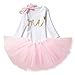 NNJXD Mädchen Newborn 1. Geburtstag 3 Stück Outfits Strampler + Tutu Kleid + Stirnband Größe (1) 0-12 Monate Rosa