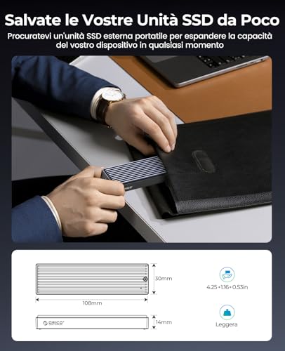 Case SSD M.2 NVMe Adattatore USB C USB 3.1 Gen2 10Gbps SSD Esterno per Custodia Disco Rigido a PCIe M-Key M2 per 2230/2242/2260/2280 NVMe SSD con UASP, SMART- M2PV2 - Hdd - Immagine 5