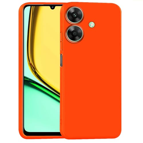 Image of Back Cover for Realme C61 4G / Narzo N61 4G | Full Camera Protection | Premium Liquid Silicon Case | Flexible Bumper Case for Realme C61 4G / Narzo N61 4G (Orange)
