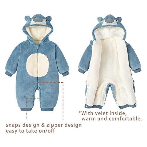 Simplee kids Baby Infant Boy Girl Winter Warm Snowsuit Outwear Newborn Hooded Footed Romper Jumpsuit for 0-18 Months3