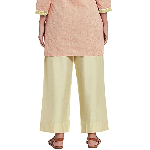 Image of GO COLORS Women Blue Stripe Cotton Wide Pants