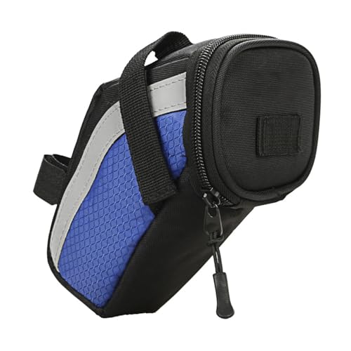 Generic 自転車シートバッグ 1.5L リフレクター付き ? 防水ナイロン素材 キャリア取付可 ポーチ一体型リアラックバッグ (ブルー)