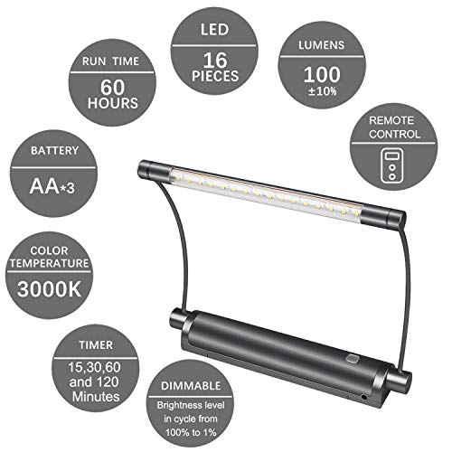 LUXSWAY Picture Light Battery Powered, Wireless Remote Control Painting Light, 300° Rotatable Light Head Art Display Light, Timer Auto Off, 3 Modes Dimmable Over Lighting for Picture Artwork Mirror