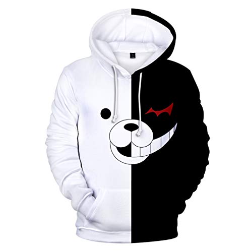 GHH Disfraces Negro White Bear Jerséis con Capucha Danganronpa Monokuma Cosplay Unisex Animado Juego Casual De Manga Larga con Capucha Sudaderas Monokuma,A,M