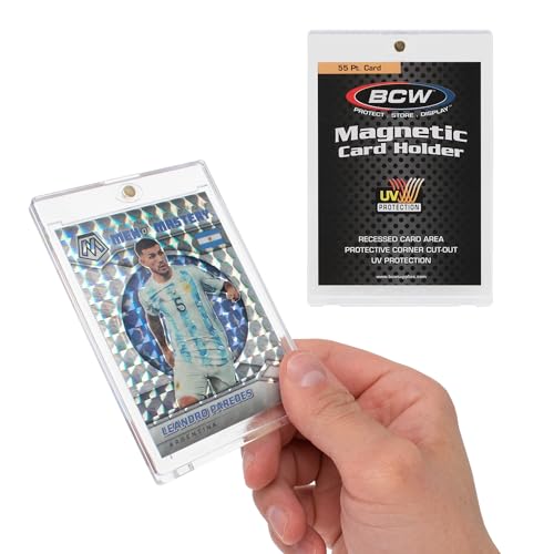 BCW Magnetic Card Holder - 55 PT Thickness - 10 ct | Protective Display Card Case with Secure Gold Magnet Closure | UV Protection, Quick Access Design for Sports, Gaming, and Collectible Cards