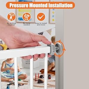 keny 29"-42.5" Baby Gate for Stairs, Auto Close Safety Dog Gate, Pressure Mounted Easy Walk Through Pet Gate for Doorways, Durable Stair Gate, 30" Tall, White keny 29 425 Baby Gate for Stairs Auto Close Safety Dog Gate Pressure Mounted Easy Walk Through Pet Gate for Doorways Durable Stair Gate 30 Tall White