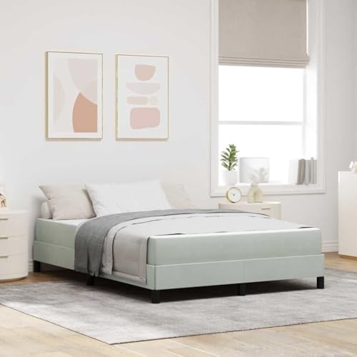 Genérico Cama Tipo Box Spring con colchón Gris Claro 140 x 220 cm Tela,Mobiliario,Camas y Accesorios,Camas y somieres-3398791