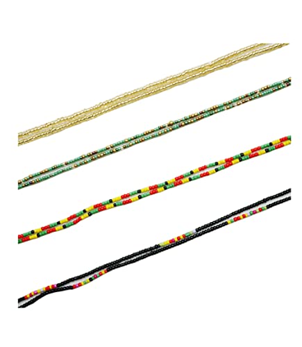 50 Inch Waist Beads for Women African Waist Beads Plus Size Layered Colorful Belly Beads Body Jewelry Non-Stretching Belly Chains(4PCS 6