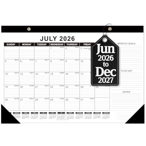 Image of GuassLee Desk Calendar 2026-2027 (Jun. 2026 - Dec. 2027), 19 Months Calendar 17 inch x 11.5 inch Desktop Planner with Julian Date, Monthly Goals, Academic To-Do List, for Home, Office, School & Teachers