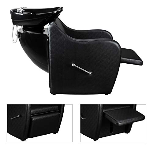 Omysalon Salon Shampoo Backwash Chair With Ceramic Bowl, Adjustable Leg Rest, Tilting Sink, Hair Washing Treatment Unit Station For Barber Shop Beauty Spa Equipment #TOP5