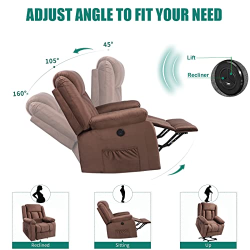 Power Recliner Chair with Massage and Heat Fabric Wingback Electric