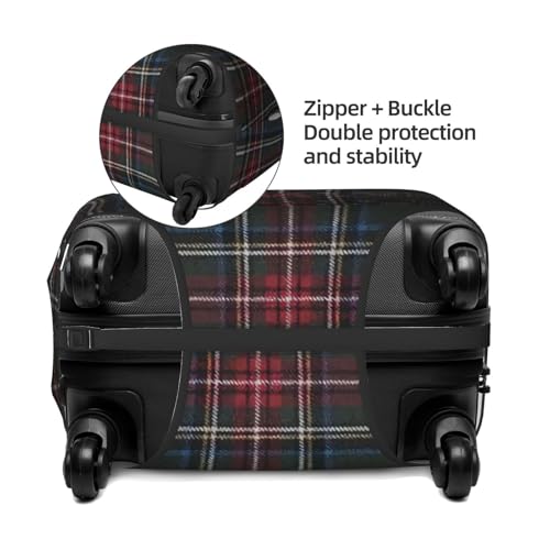 Tartan-Red-Green-Purple-Gold-And-White-Color Luggage Cover, Protective Washable Suitcase Cover - Travel Fashion Elastic Suitcase Protector X-Large4