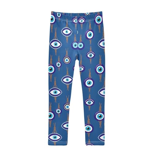 Girls Leggings Size 4T Evil Eyes Dark Blue Breathable Comfortable Girl Yoga Pants for Gymnastics Dance
