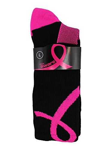 Image of TCK Pink Ribbon Breast Cancer Awareness Crew Socks for Football Volleyball Boys Girls Youth and Adult