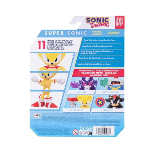 Sonic the Hedgehog 4-inch Super Sonic Action Figure with Red Spring Accessory. Ages 3+ (Officially l