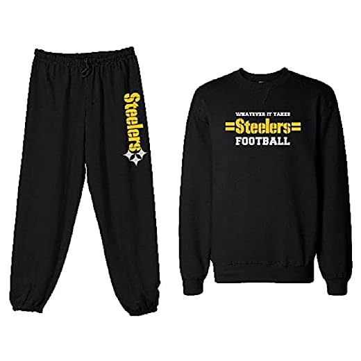Pure Creative Apparel Unisex Custom Steelers Black Whatever It Takes Sweatpant Sweatshirt Set (X-Large)