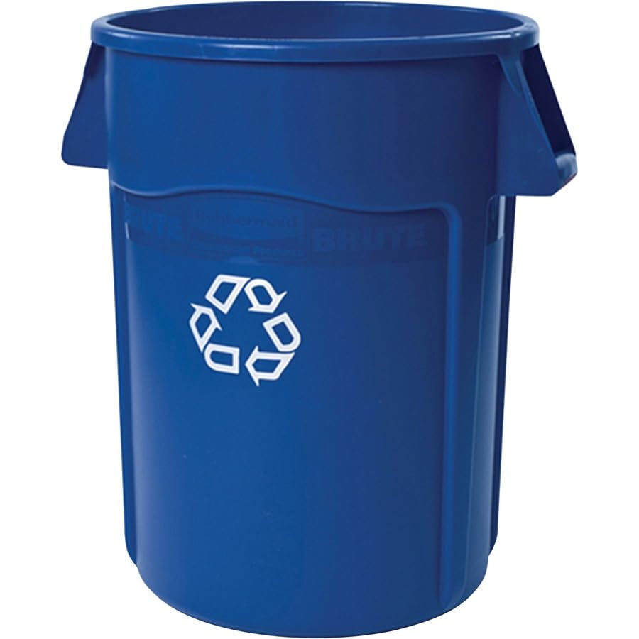 Image of Rubbermaid Commercial Products Vented BRUTE Recycling 44 Gal, Blue, for Landscapers /Construction Sites /Restaurants /Back of House /Offices /Warehouses /Commercial Environments, Pack of 4
