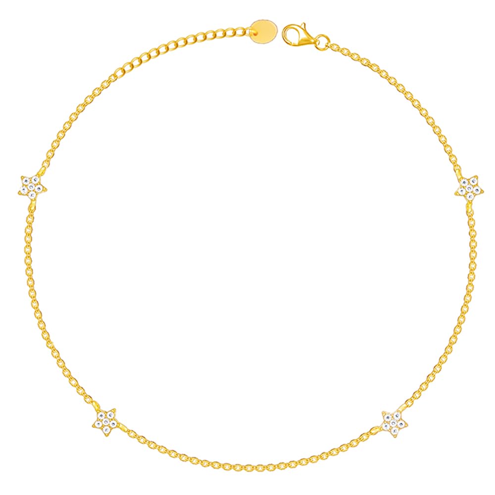 925 Silver Golden Star Constellation Anklet,Single| Gifts for Women and Girls | With Certificate of Authenticity and 925 Stamp | 6 Months Warranty