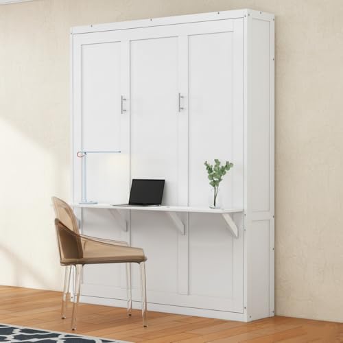 SOFTSEA Full Size Horizontal Murphy Bed with Desk, 61.5 inch...