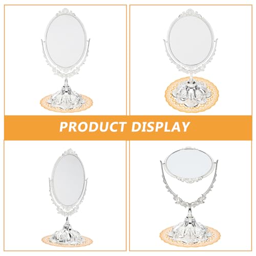 Miroir de maquillage style rétro vintage double face argenté
