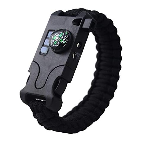 Rechargeable All in 1 Paracord Bracelet, 2019 New 7 String Woven Sports Survival Parachute Cord Wristband Gear Kit with Emergency First Aid Multi-Tool Accessories for Outdoor Wilderness Adventure Cover