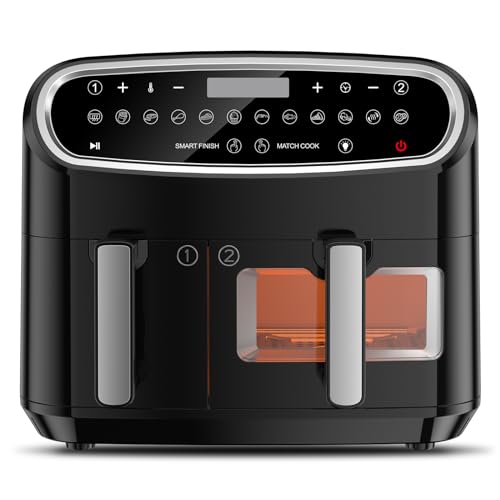 SCUXASH Dual Air Fryer, 10L XXL Visual Airfryer - 12 Presets, Timer Function, Dishwasher-Safe Baskets, Non-Stick, Double Drawer Air Fryer for Whole Chicken - Family Size SCUXASH Dual Air Fryer, 10L XXL Visual Airfryer - 12 Presets, Timer Function, Dishwasher-Safe Baskets, Non-Stick, Double Drawer Air Fryer for Whole Chicken - Family Size