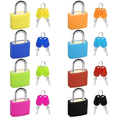 Zsanhua 8 Pieces Suitcase Locks with 2 Keys Colored Suitcase Padlock Multicolor Small Padlock Luggage Padlock Multicolor Coated Brass Lock for Baggage Backpack Laptop Bag Gym Locker Cover