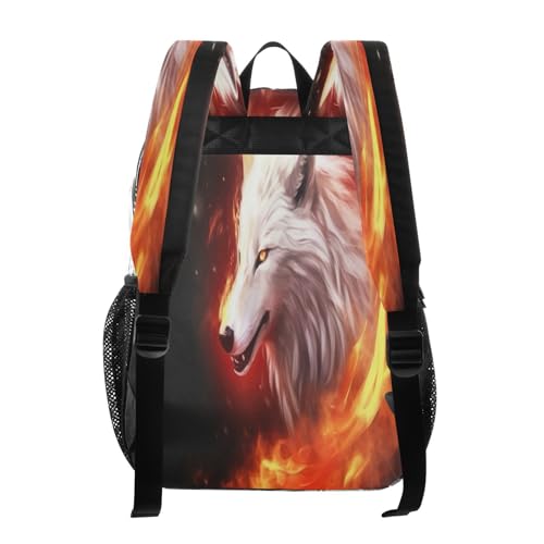 Wolfs with Fire Clear Backpack - Stadium Approved Large 15.7-inch Waterproof Transparent Bag for Sports, Concerts, Work, Travel#1213