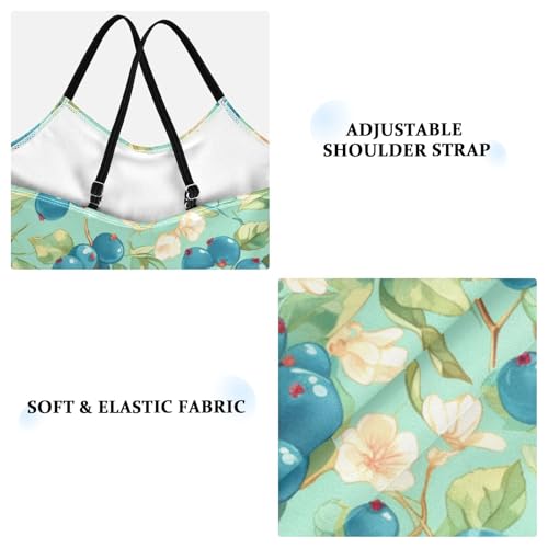 Yuiboo Art Blueberries Flowers Girls Swimsuit Bathing Suit Toddler Girls Swim Suit Swimwear 3T3