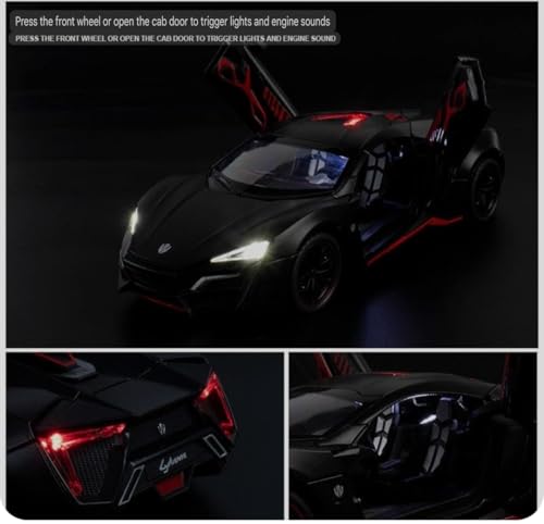 Image of 1:24 Lykan Hypersport Model Car with Box, Zinc Alloy Pull Back Toy car with Sound and Light for Kids Boy Girl Gift [Colors as Per Stock]