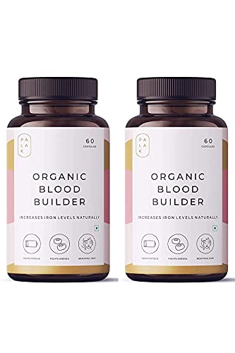 Organic Touch Palak Notes: Organic Blood Builder with Palak Notes Proprietary Blend of Vitamin C, B12 and folate for Naturally Enhancing Iron Levels in The Body: 60 Capsules (Pack of -2)