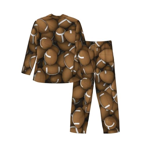 American Footballs Mens Pajamas Set Button Down Sleepwear Set Long Sleeve Loungewear With Pockets4