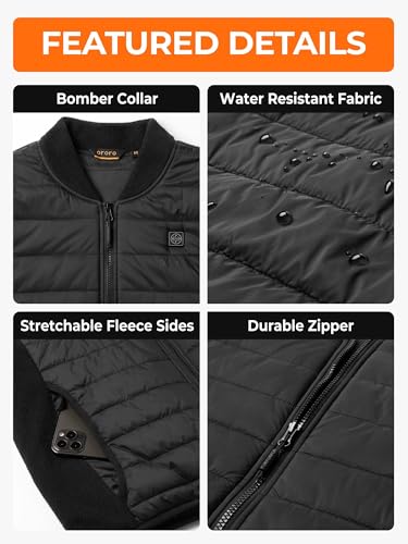 ORORO Men's Lightweight Heated Jacket with Battery, Heated Puffer Coat for Outdoors (Charger Not Included)4