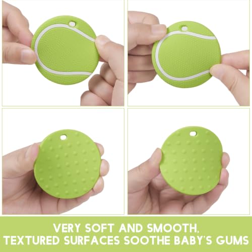 Image of Baby Tennis Silicone Teether Toy with Pacifier Clip,BPA Free