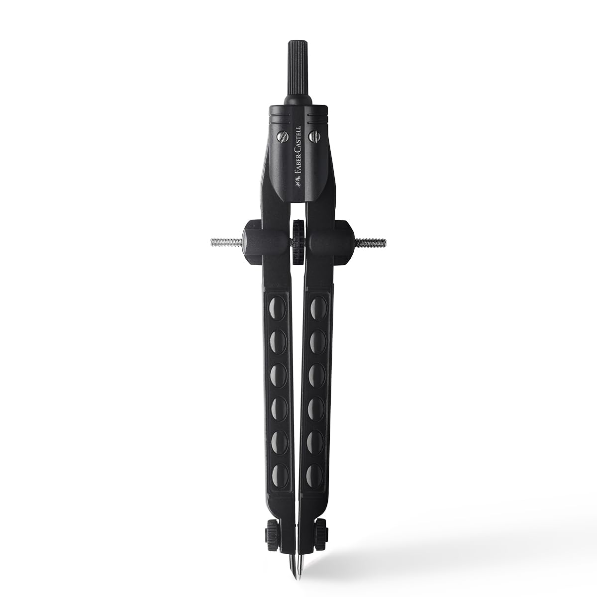 FABER-CASTELL 174320 - Compás de ajuste rápido Factory black, compás escolar, incluye piezas de repuesto y minas, diseño exclusivo